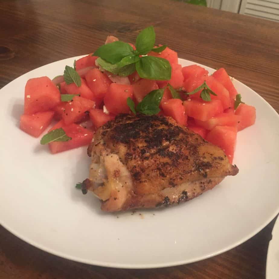Pickle Brined Chicken and Watermelon Salad are a match made in heaven