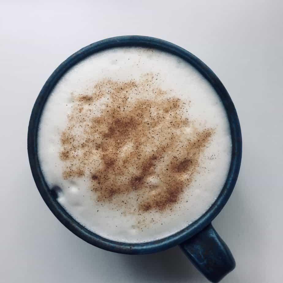 Almond milk cappuccino with cinnamon sugar