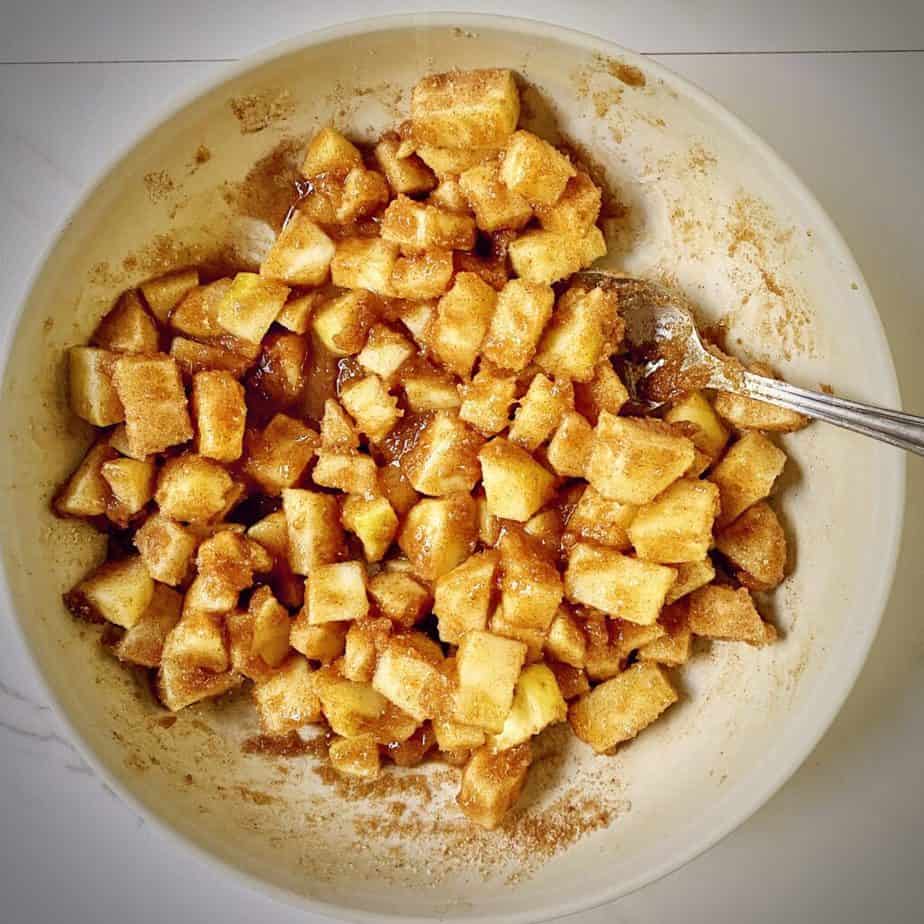 apples tossed with cinnamon sugar, butter and brown sugar
