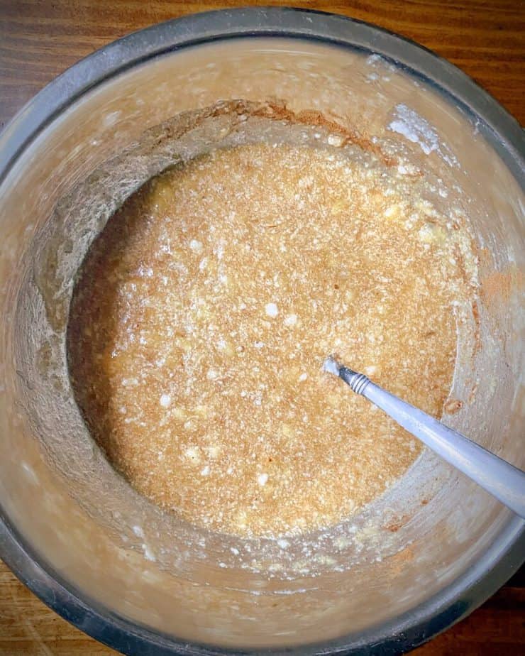 healthy breakfast bar batter prior to addition of any flour in a metal bowl