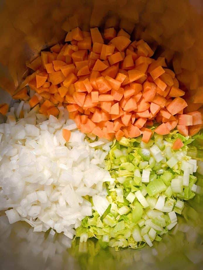 mirepoix added to the instant pot.