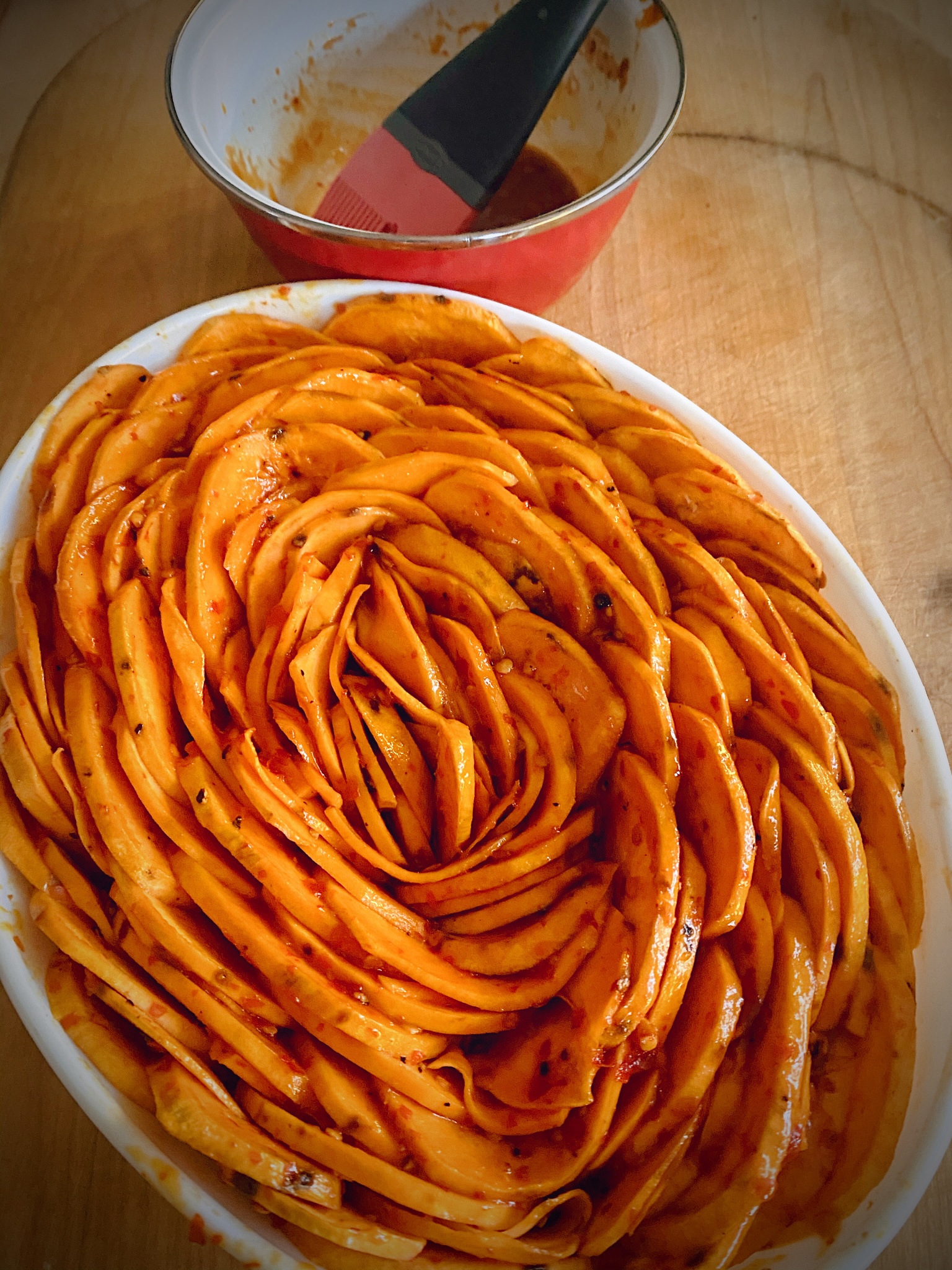 Maple & Harissa Glazed Sweet Potatoes