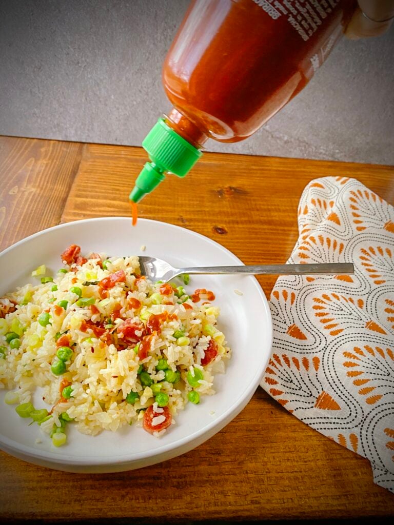 Rice with Sausage, Onion, Ketchup and Sunny-Side-Up Egg