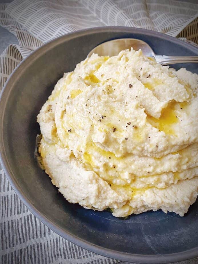 roasted mashed cauliflower topped with melted butter. 
