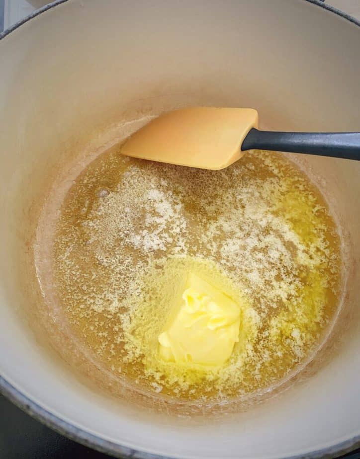 butter melting in dutch oven