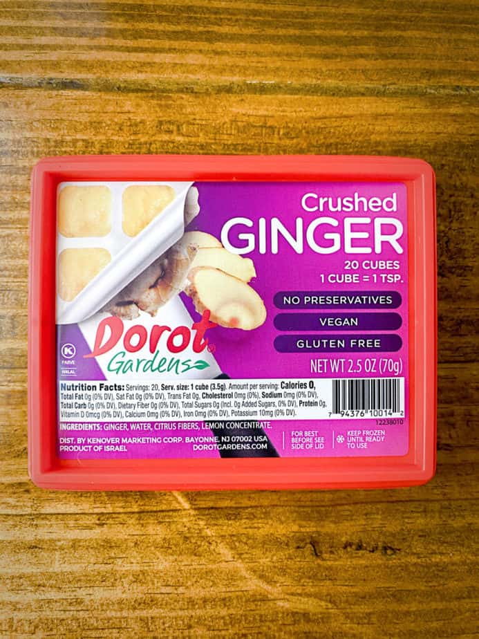 overhead shot of dorot gardens frozen crushed ginger