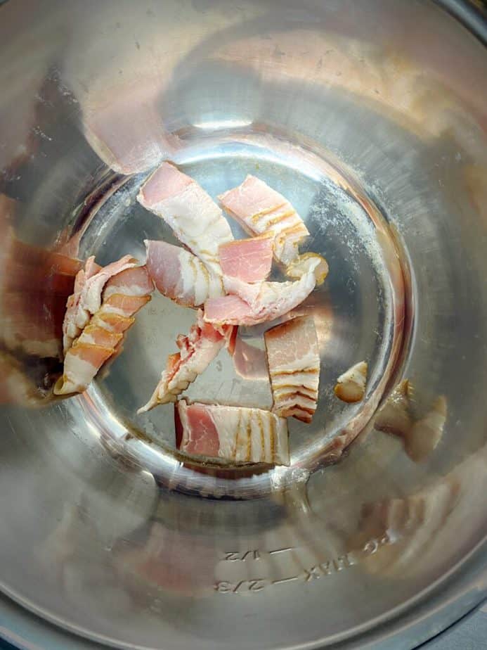 1 inch slices of raw bacon in bottom of instant pot