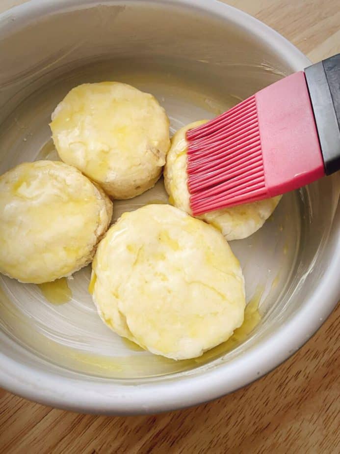 brushing shortcakes with butter prior to baking