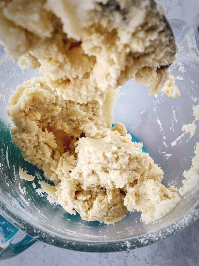 wedding cake batter after adding egg yolks is quite thick.
