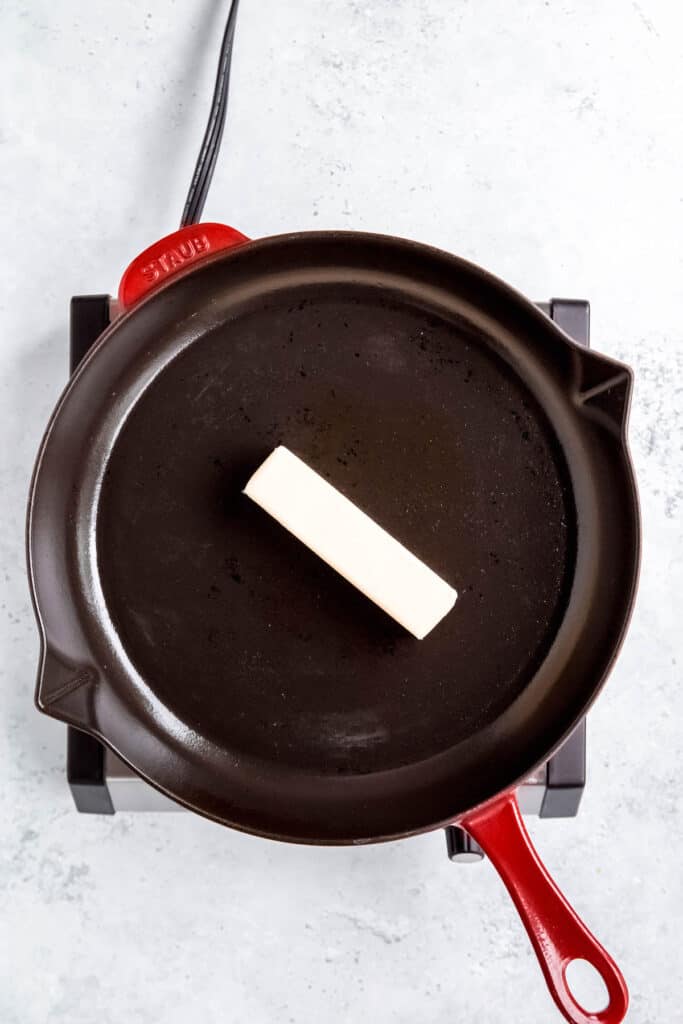stick of butter in a skillet.