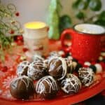 platter of peppermint hot chocolate bombs.