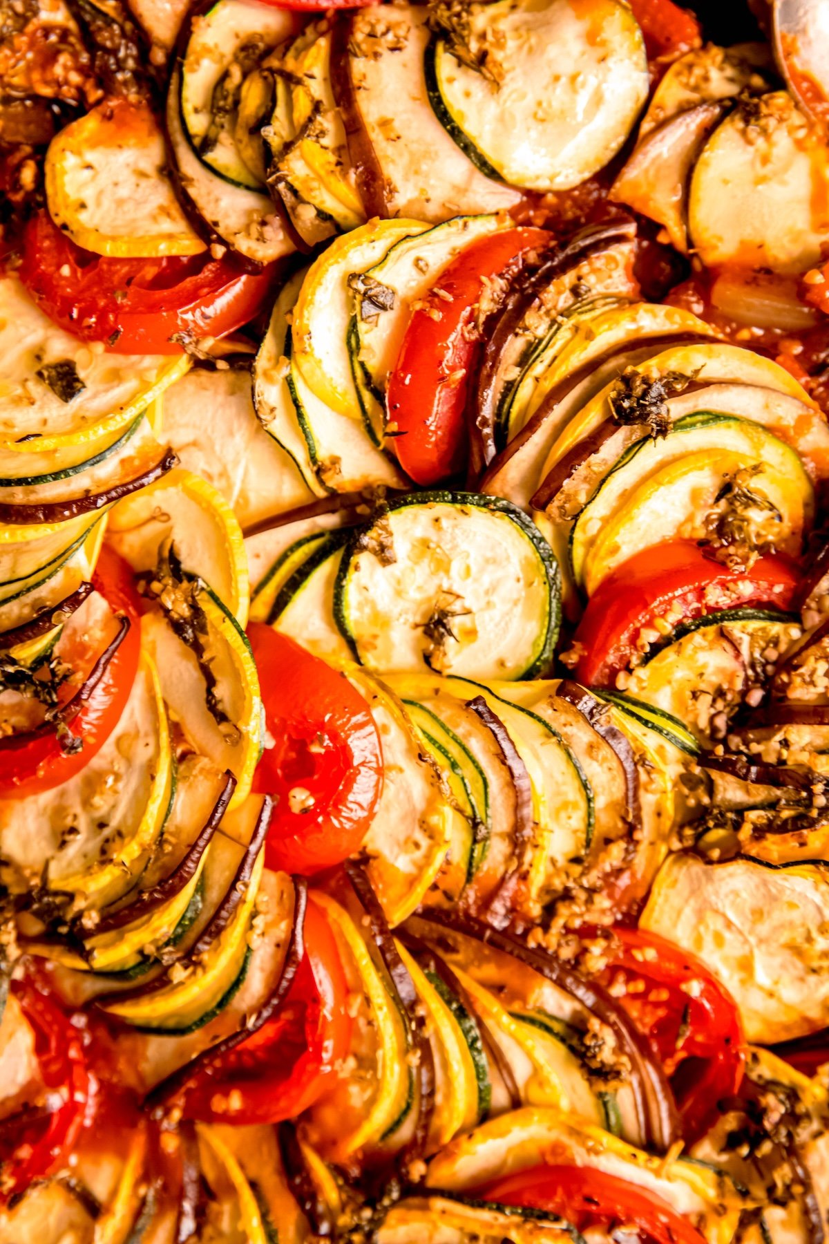 hyper closeup overhead view of Remy's ratatouille from the disney pixar movie.