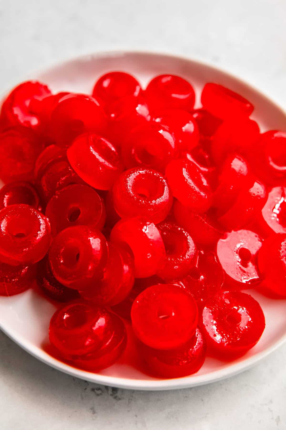 plate of CBD gummies made with jello.