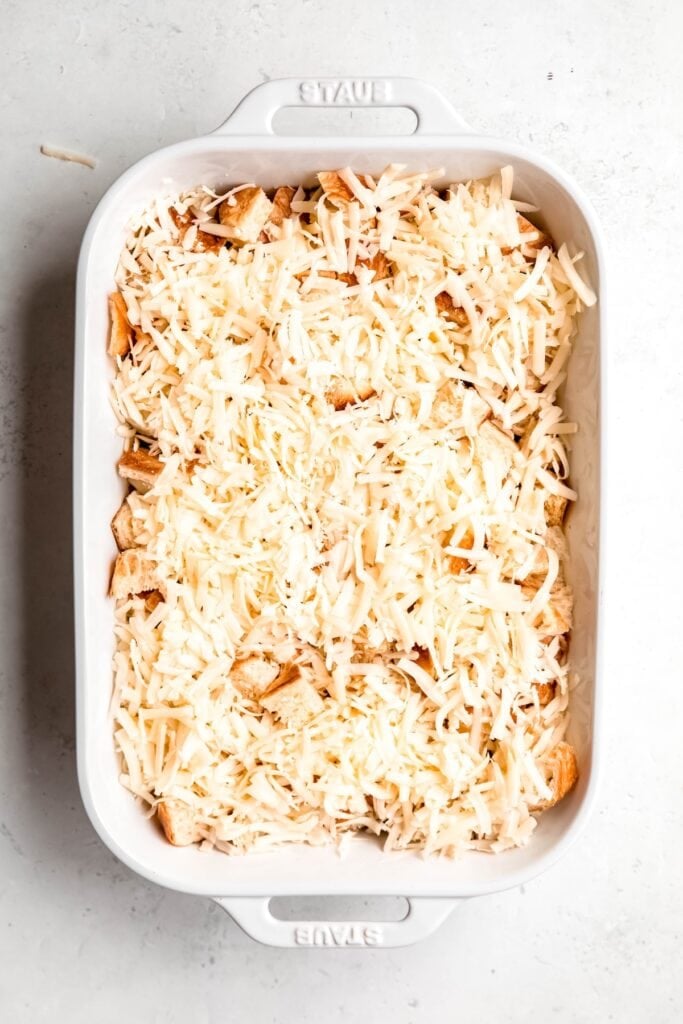 cheese layered on top of the croissants.