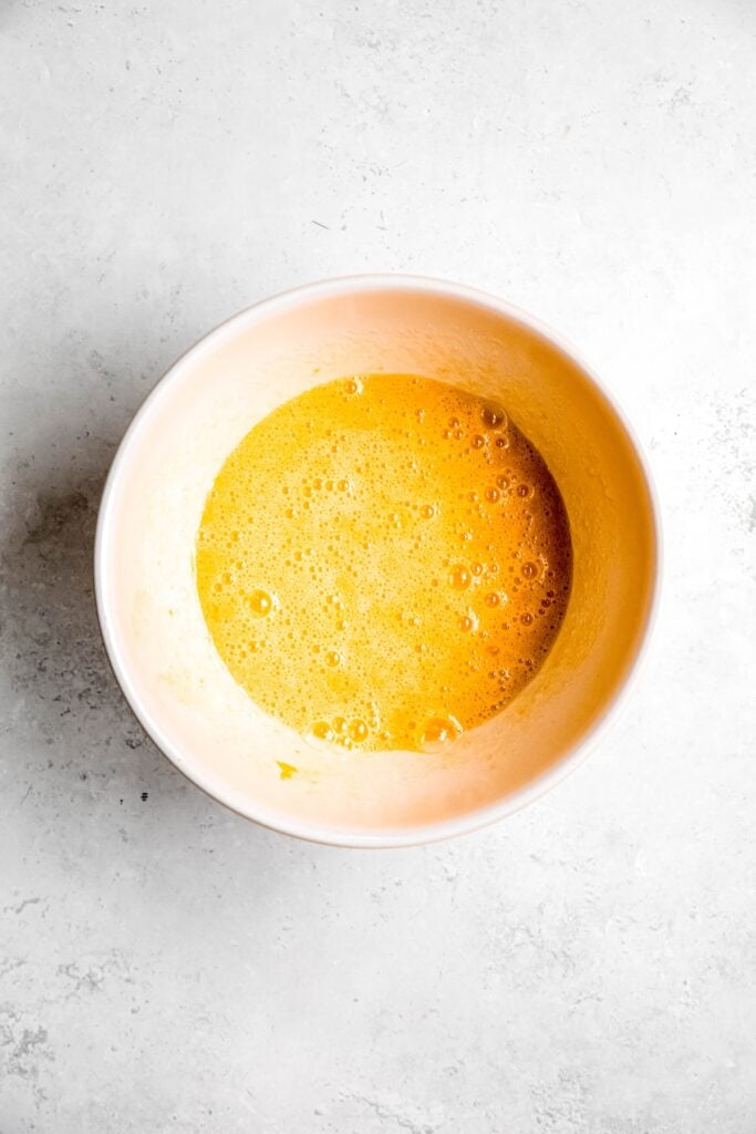 egg and sugar mixture after whisking together.