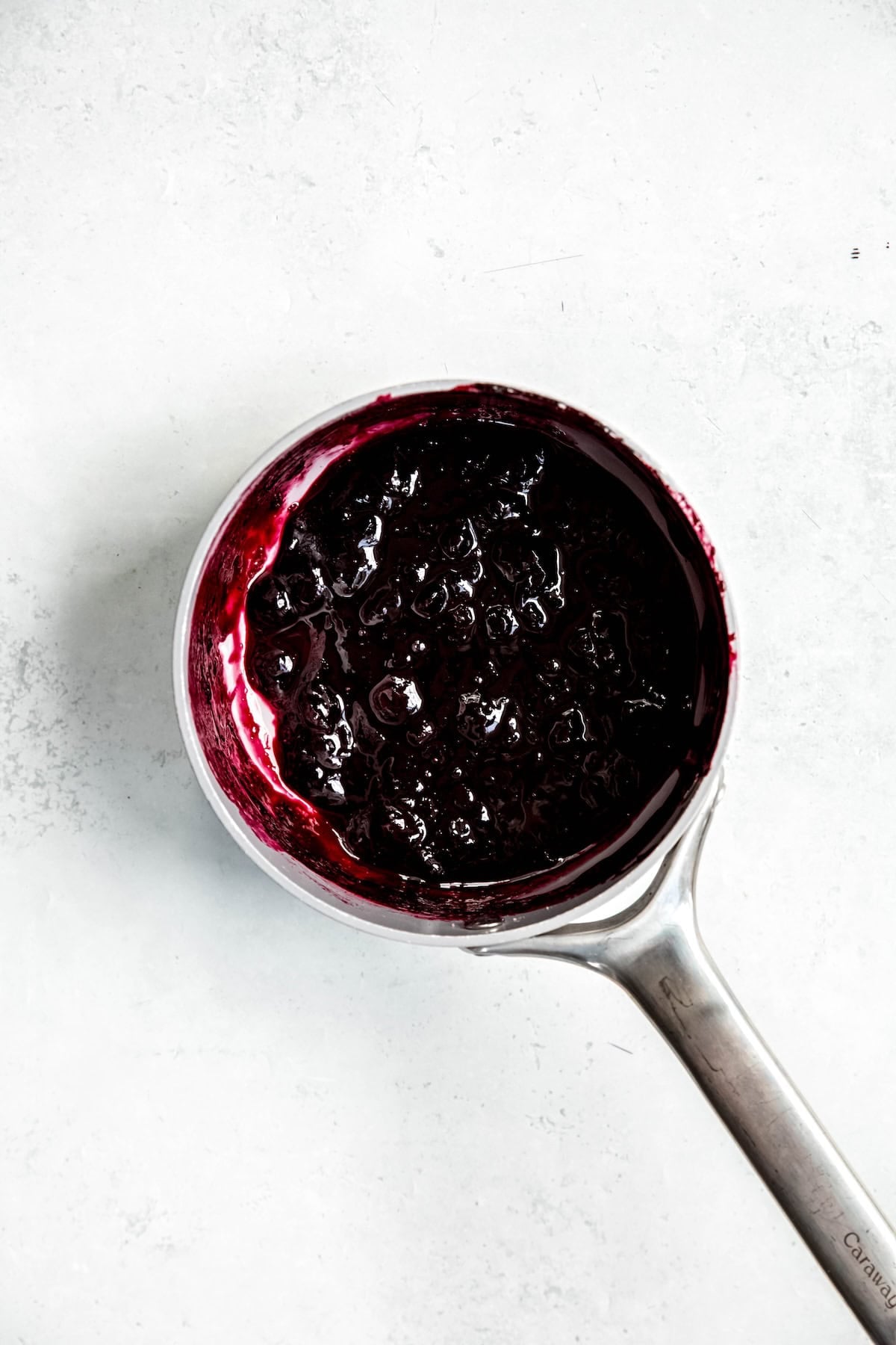 blueberry sauce in a small saucepan.