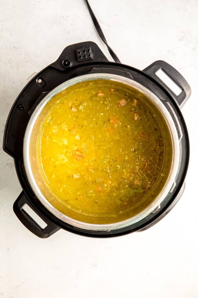 split pea soup in the instant pot after the natural pressure release.